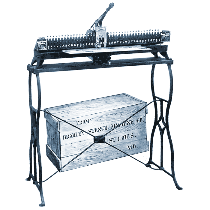Bradley, first Stencil Machine with Stand, 1893, USA