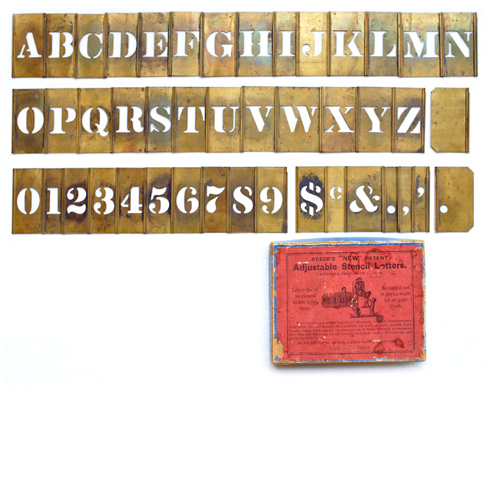 USA, Brass, Reeses Adjustable Stencil Plates, ca.1890